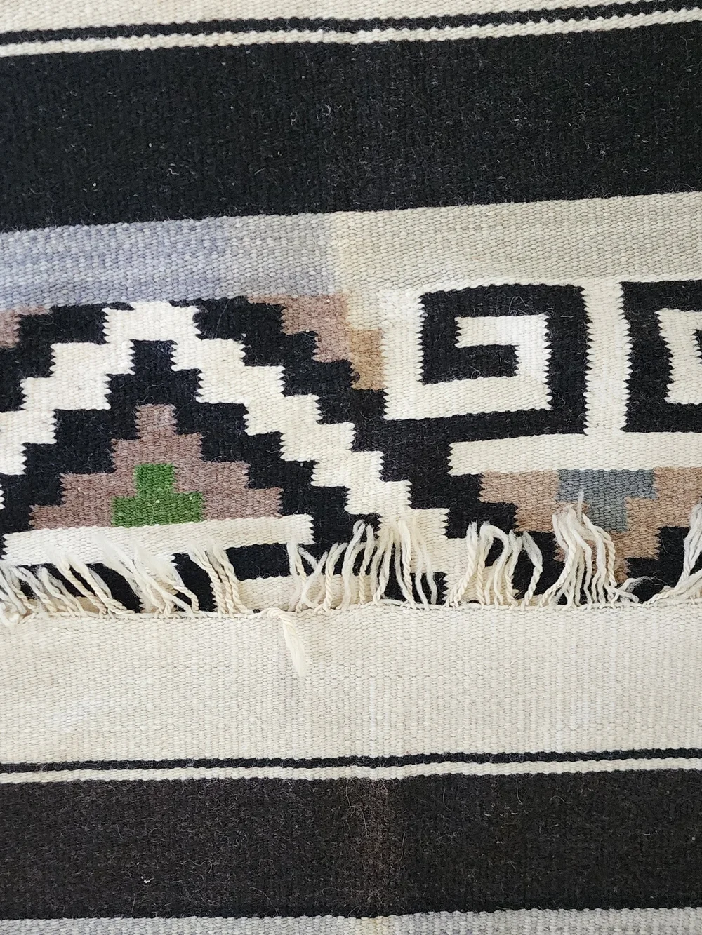 Woven Geometric Black & White Accent Throw Rug with Multicolor Accents 59